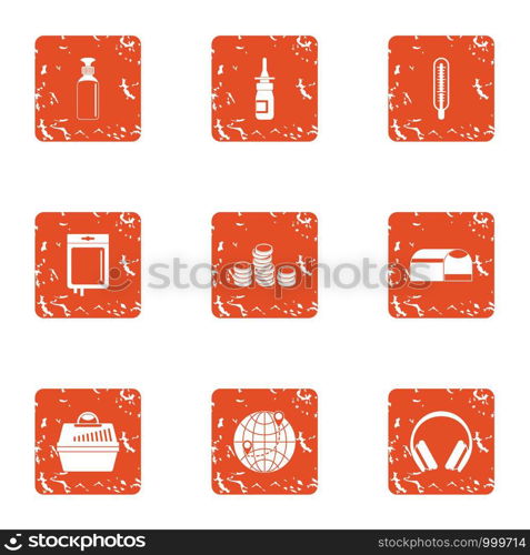 Finance sector icons set. Grunge set of 9 finance sector vector icons for web isolated on white background. Finance sector icons set, grunge style