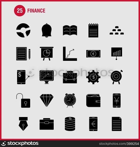Finance Solid Glyph Icons Set For Infographics, Mobile UX/UI Kit And Print Design. Include: Dollar, Money, Note, Rupees, Divide, Math, Plus, Minus, Collection Modern Infographic Logo and Pictogram. - Vector
