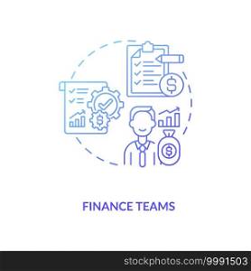 Finance teams concept icon. Contract management software users. Keeping track of all transactions inside company idea thin line illustration. Vector isolated outline RGB color drawing. Finance teams concept icon