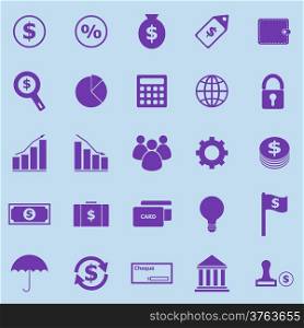 Finance violet icons on blue background, stock vector