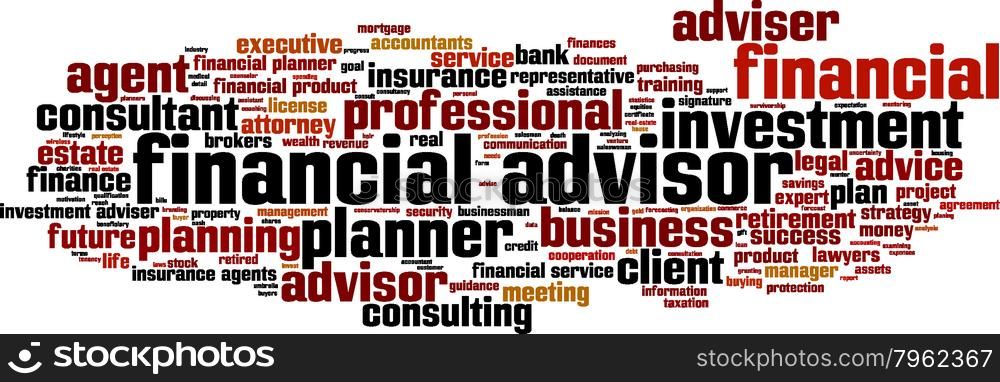 Financial advisor word cloud concept. Vector illustration