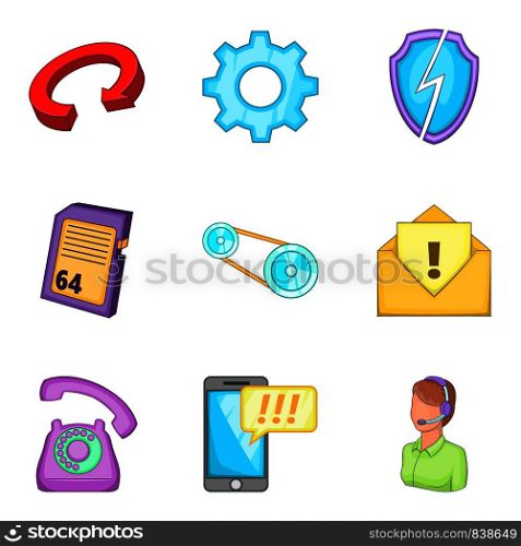 Financial aid icons set. Cartoon set of 9 financial aid vector icons for web isolated on white background. Financial aid icons set, cartoon style