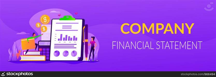 Financial analysis, business plan. Profit and loss report. Cash flow statement. Income statement, company financial statement, balance sheet concept. Header or footer banner template with copy space.. Income statement web banner concept