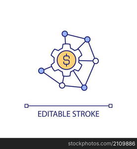 Financial analysis RGB color icon. Economic research. Accounting report. Radar chart for business. Isolated vector illustration. Simple filled line drawing. Editable stroke. Arial font used. Financial analysis RGB color icon