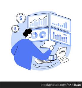 Financial analyst isolated cartoon vector illustrations. Confident man analyzing financial data on stock market, falling and rising prices, business people, money investment vector cartoon.. Financial analyst isolated cartoon vector illustrations.