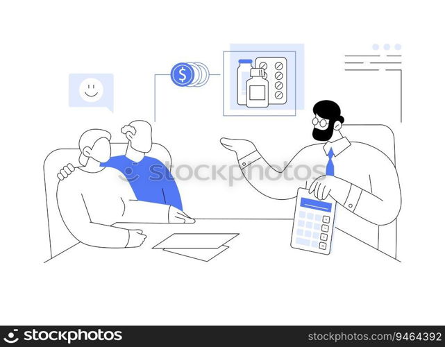 Financial assistance for seniors abstract concept vector illustration. Government representative talking with senior, social security, financial aid for elderly people abstract metaphor.. Financial assistance for seniors abstract concept vector illustration.