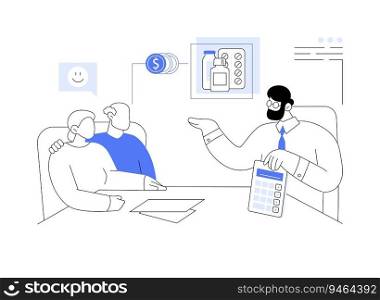 Financial assistance for seniors abstract concept vector illustration. Government representative talking with senior, social security, financial aid for elderly people abstract metaphor.. Financial assistance for seniors abstract concept vector illustration.