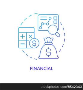 Financial blue gradient concept icon. Future profit prediction. Profitability model for forecasting abstract idea thin line illustration. Isolated outline drawing. Myriad Pro-Bold font used. Financial blue gradient concept icon