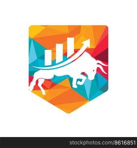 Financial bull logo design. Trade Bull Chart, finance logo. Economy finance chart bar business productivity logo icon. 