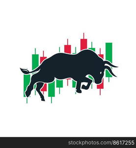 Financial bull logo design. Trade Bull Chart, finance logo. Economy finance chart bar business productivity logo icon. 