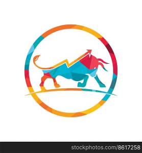 Financial bull logo design. Trade Bull Chart, finance logo. Economy finance chart bar business productivity logo icon. 