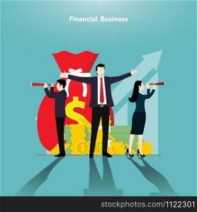 Financial business concept. Business teamwork of successful. Leadership, Achievers, Vector illustration flat design