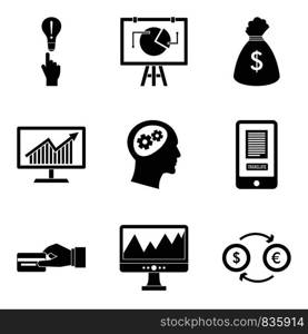 Financial calculation icons set. Simple set of 9 financial calculation vector icons for web isolated on white background. Financial calculation icons set, simple style