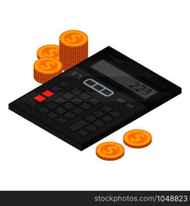 Financial calculator icon. Isometric of financial calculator vector icon for web design isolated on white background. Financial calculator icon, isometric style
