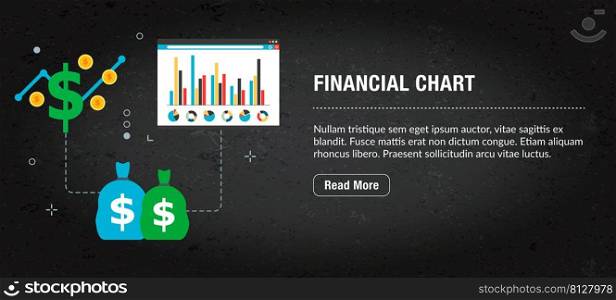 Financial chart concept of banner internet with icons in vector. Web banner template for website, banner internet for mobile design and social media app.Business and communication layout with icons.