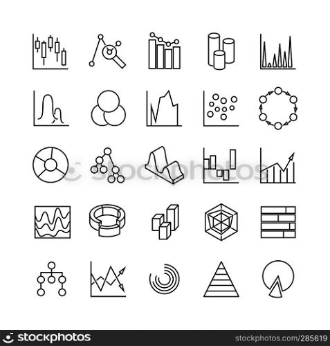 Financial charts and statistics infographic business diagrams line vector icons. Analytic graphs poctograms. Chart and diagram, graph line financial illustration. Financial charts and statistics infographic business diagrams line vector icons. Analytic graphs poctograms