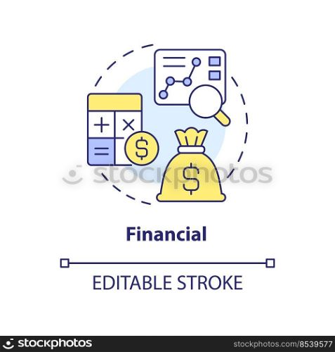 Financial concept icon. Future profit prediction. Profitability model for forecasting abstract idea thin line illustration. Isolated outline drawing. Editable stroke. Arial, Myriad Pro-Bold fonts used. Financial concept icon
