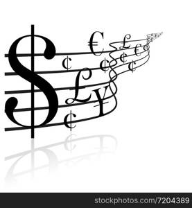 Financial concept - money music - black and white
