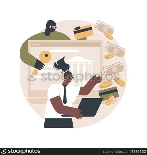 Financial crimes abstract concept vector illustration. Financial fraud, economic crime commission, money laundering, black market goods, tax evasion scandal, investment scam abstract metaphor.. Financial crimes abstract concept vector illustration.