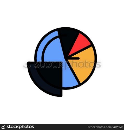 Financial Data, Analysis, Analytics, Data, Finance Flat Color Icon. Vector icon banner Template