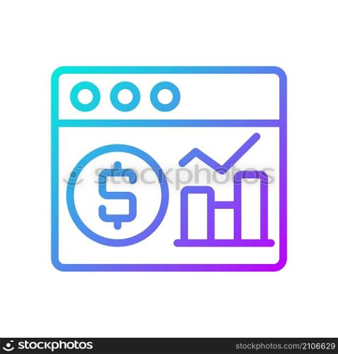 Financial data analysis gradient linear vector icon. Virtual information of business processes. Commercial data. Thin line color symbol. Modern style pictogram. Vector isolated outline drawing. Financial data analysis gradient linear vector icon