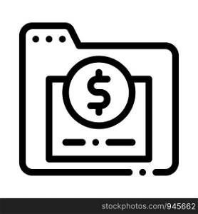 Financial Electronic Computer Folder Vector Icon Thin Line. Dollar Money On Smartphone Display And Magnifier, Financial Accounting Concept Linear Pictogram. Monochrome Contour Illustration. Financial Electronic Computer Folder Vector Icon
