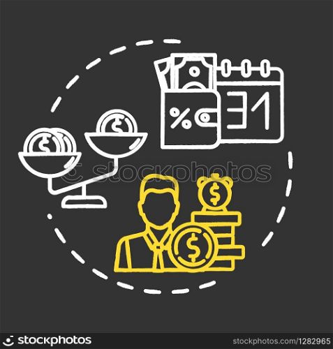 Financial forecast chalk RGB color concept icon. Wealth and work. Economy perspective. Sales increase. Business management idea. Vector isolated chalkboard illustration on black background