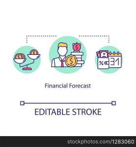 Financial forecast concept icon. Budgeting, costs planning, investing idea thin line illustration. Cash flow forecast, financial literacy. Vector isolated outline RGB color drawing. Editable stroke