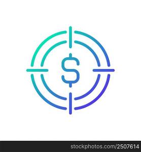 Financial goal gradient linear vector icon. Money management. Investment target. Setting budget. Finance roadmap. Thin line color symbol. Modern style pictogram. Vector isolated outline drawing. Financial goal gradient linear vector icon