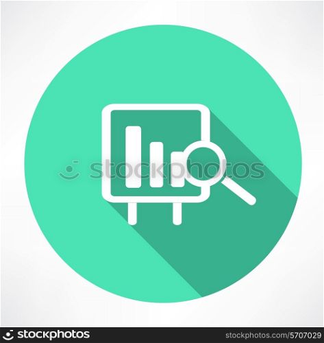 Financial graph with a magnifying glass icon