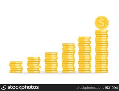 Financial growth concept with golden coin dollar. up or down income graph vector design. concept of monetary collection or strategy of profit or benefit making in business.