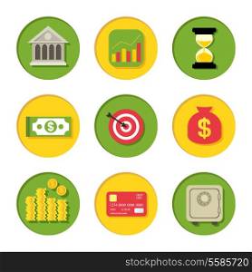 Financial icons set of bank money coin banknote safe and plastic card isolated vector illustration
