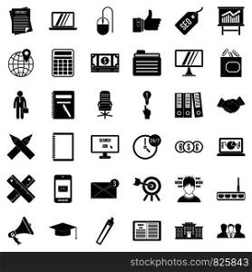 Financial icons set. Simple style of 36 financial vector icons for web isolated on white background. Financial icons set, simle style