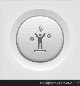 Financial Independence Icon. Business Concept. Financial Independence Icon. Business Concept. Grey Button Design