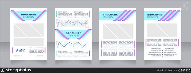 Financial instruments blue blank brochure design. Template set with copy space for text. Premade corporate reports collection. Editable 4 paper pages. Syncopate, Poller One, Arial Regular fonts used. Financial instruments blue blank brochure design