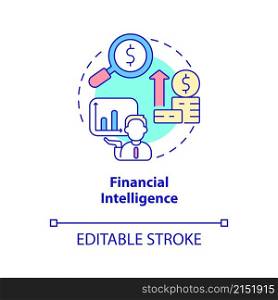 Financial intelligence concept icon. Business management skills abstract idea thin line illustration. Isolated outline drawing. Editable stroke. Roboto-Medium, Myriad Pro-Bold fonts used. Financial intelligence concept icon