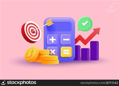 Financial investment. Creative concept of market movement. Bank deposit, profit finance Money management. Investment Cryptocurrency trend trading. 3d Vector Illustration