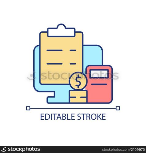 Financial management RGB color icon. Personal investment. Control financial activities. Budgetary resources. Isolated vector illustration. Simple filled line drawing. Editable stroke. Arial font used. Financial management RGB color icon