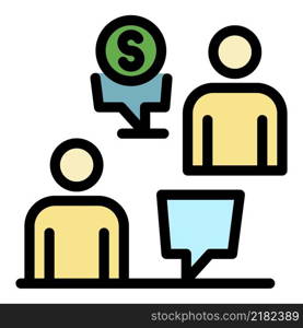 Financial negotiations icon. Outline financial negotiations vector icon color flat isolated. Financial negotiations icon color outline vector