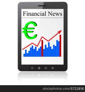 Financial News euro on Tablet PC. Isolated on white. Vector illustration.