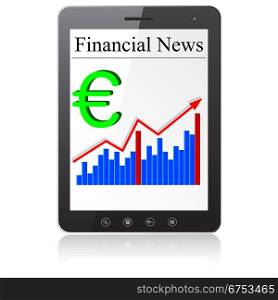 Financial News euro on Tablet PC. Isolated on white. Vector illustration.