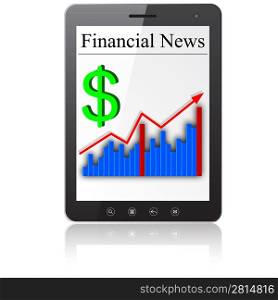 Financial News on Tablet PC. Isolated on white. Vector illustration.