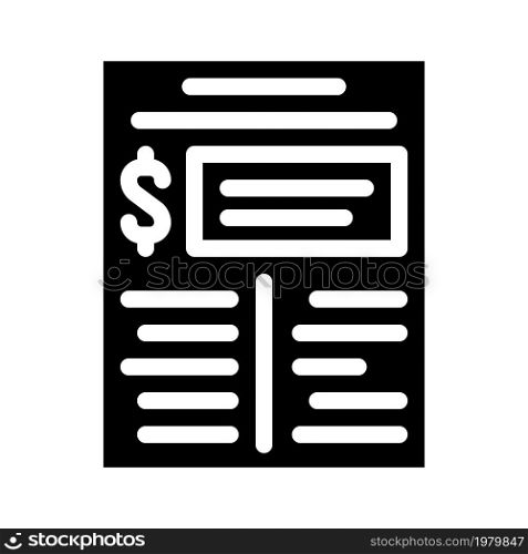 financial plan document glyph icon vector. financial plan document sign. isolated contour symbol black illustration. financial plan document glyph icon vector illustration