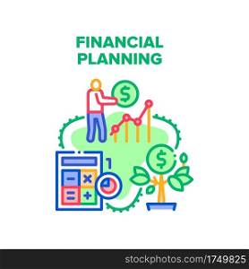 Financial Planning Economy Vector Icon Concept. Financial Planning Advising And Consultation, Finance Advisor Consulate For Earning Money And Investment Operation Color Illustration. Financial Planning Economy Vector Concept Color