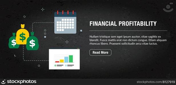 Financial profitability, banner internet with icons in vector. Web banner template for website, banner internet for mobile design and social media app.Business and communication layout with icons.