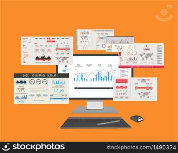 Financial Report, business work Is a desktop notebook screen for business people, education