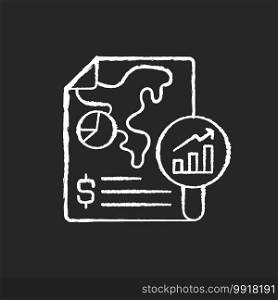 Financial report chalk white icon on black background. Formal records of financial activities and transactions of business and companies. Isolated vector chalkboard illustration. Financial report chalk white icon on black background