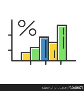 Financial report color icon. Increasing interest rate diagram. Consumer lines of credit. Growing finances infographic. Economy chart. Financial report. Banking business. Isolated vector illustration