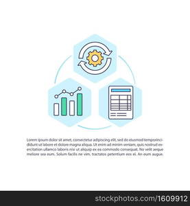 Financial report concept icon with text. Accounting service. Increase business revenue PPT page vector template. Brochure, magazine, booklet design element with linear illustrations. Financial report concept icon with text