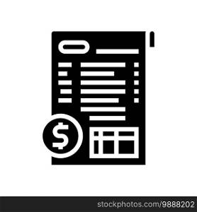 financial report glyph icon vector. financial report sign. isolated contour symbol black illustration. financial report glyph icon vector illustration